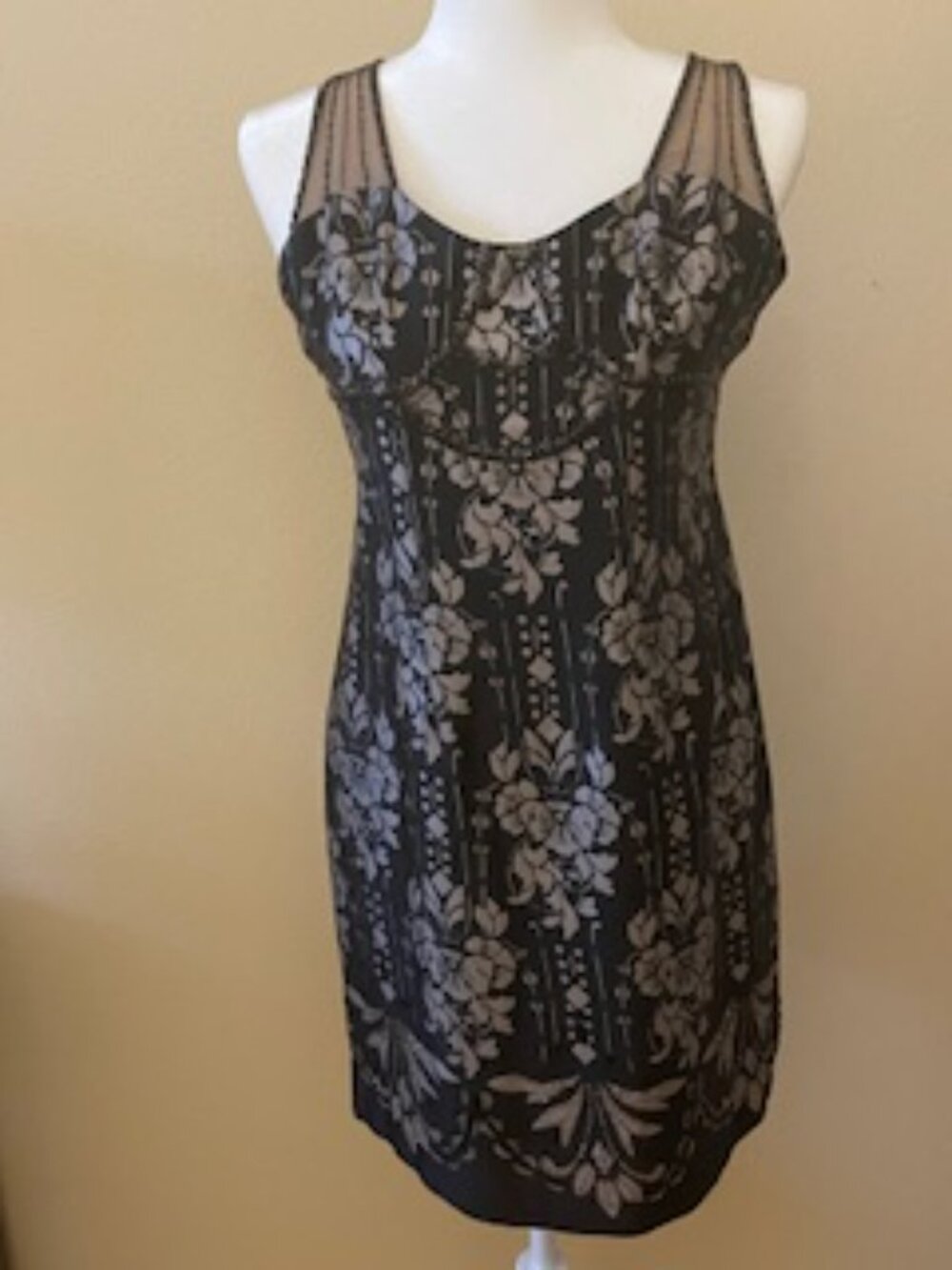 Nanette Lepore Black and Pearl Grey embellished Dress.